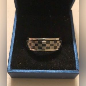 Fidget/Anxiety Ring; Stainless Steel; Non-Fading; Checkerboard; Rotatable